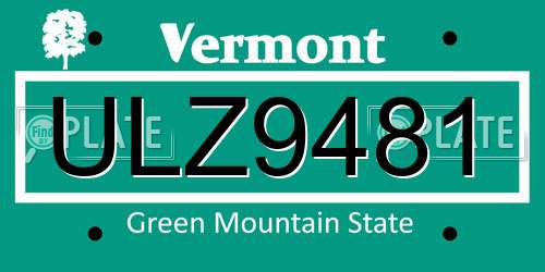 ULZ9481 Vermont License Plate
