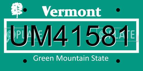 UM41581 Vermont License Plate