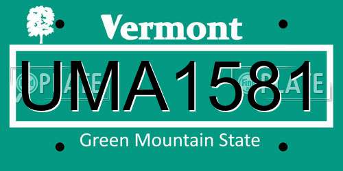UMA1581 Vermont License Plate