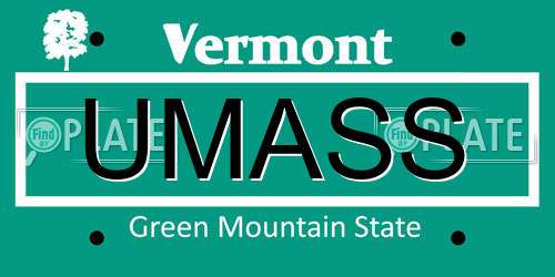 UMASS Vermont License Plate