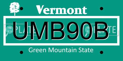 UMB90B Vermont License Plate