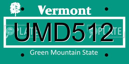 UMD512 Vermont License Plate