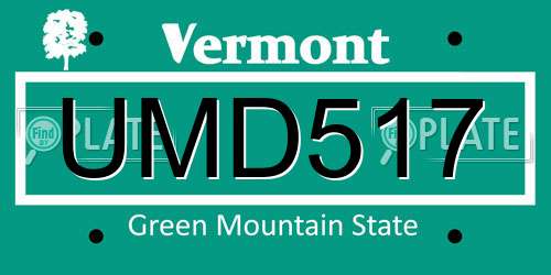 UMD517 Vermont License Plate