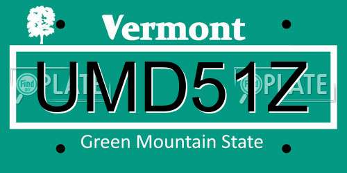UMD51Z Vermont License Plate
