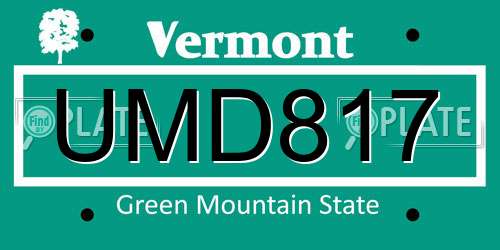 UMD817 Vermont License Plate