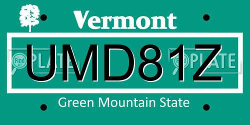 UMD81Z Vermont License Plate