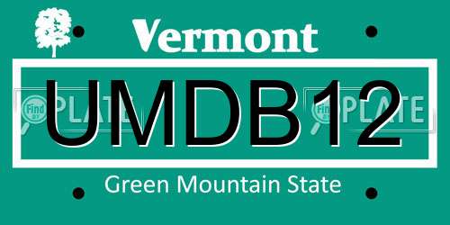 UMDB12 Vermont License Plate