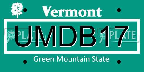 UMDB17 Vermont License Plate