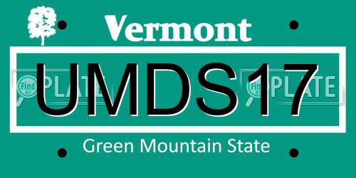 UMDS17 Vermont License Plate