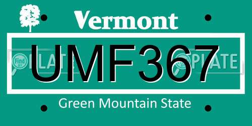 UMF367 Vermont License Plate