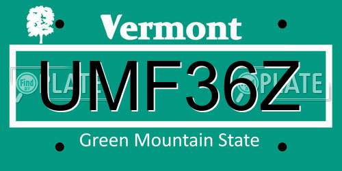 UMF36Z Vermont License Plate
