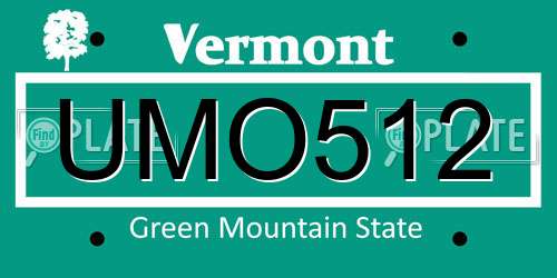 UMO512 Vermont License Plate
