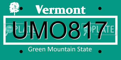 UMO817 Vermont License Plate