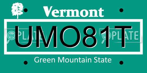 UMO81T Vermont License Plate