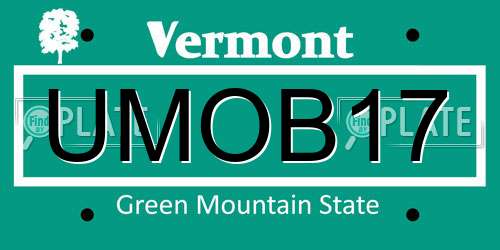 UMOB17 Vermont License Plate