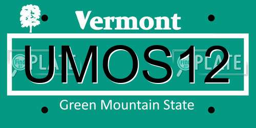 UMOS12 Vermont License Plate