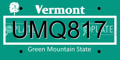 UMQ817 Vermont License Plate