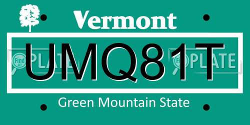 UMQ81T Vermont License Plate