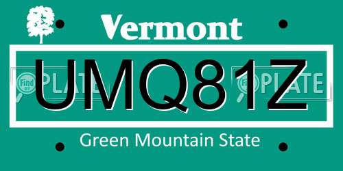 UMQ81Z Vermont License Plate