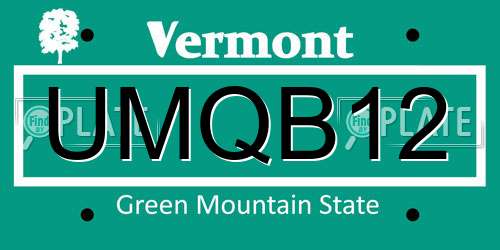 UMQB12 Vermont License Plate