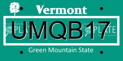 UMQB17 Vermont License Plate