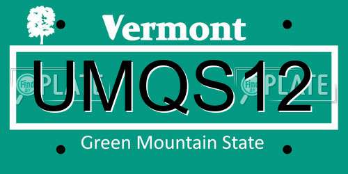 UMQS12 Vermont License Plate