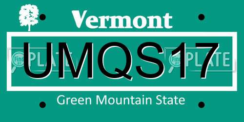 UMQS17 Vermont License Plate