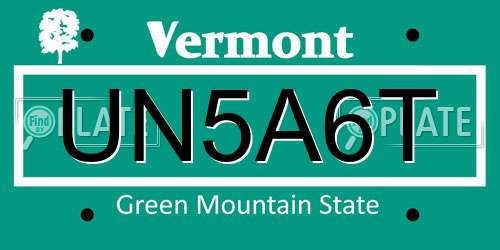 UN5A6T Vermont License Plate