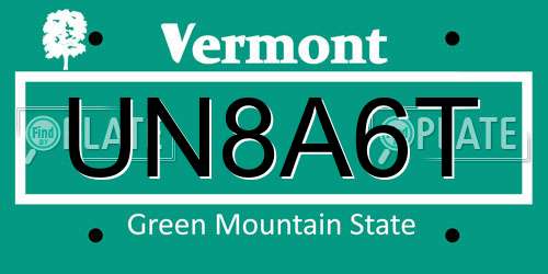 UN8A6T Vermont License Plate