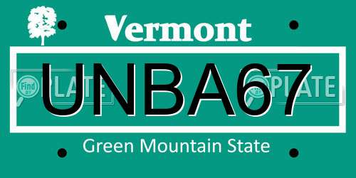 UNBA67 Vermont License Plate