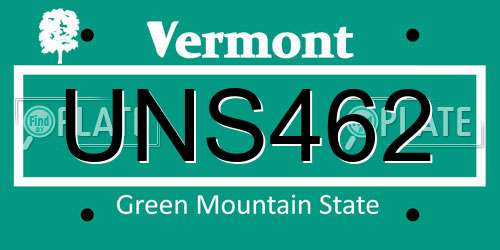 UNS462 Vermont License Plate