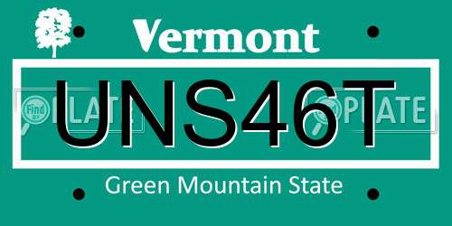 UNS46T Vermont License Plate