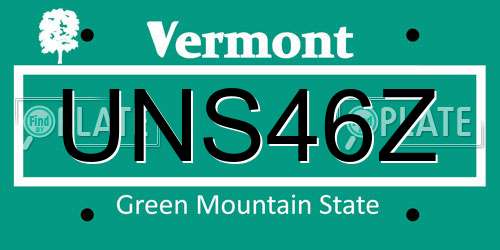 UNS46Z Vermont License Plate