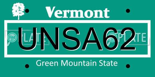UNSA62 Vermont License Plate
