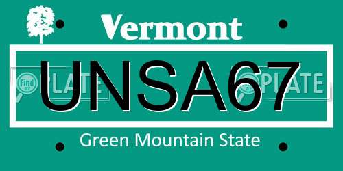 UNSA67 Vermont License Plate