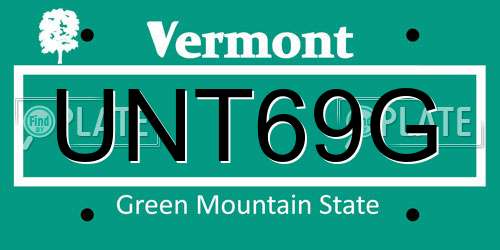 UNT69G Vermont License Plate
