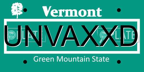 UNVAXXD Vermont License Plate