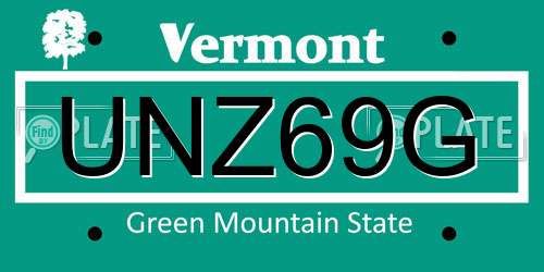 UNZ69G Vermont License Plate