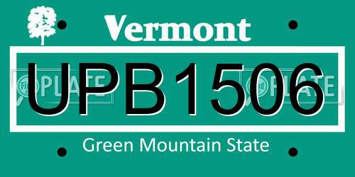 UPB1506 Vermont License Plate