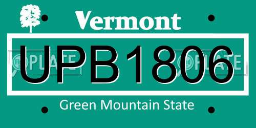 UPB1806 Vermont License Plate