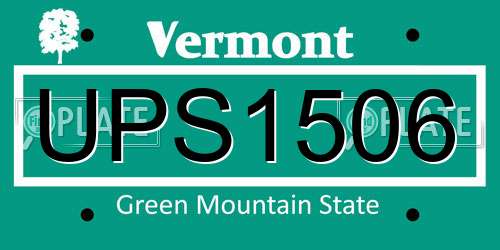 UPS1506 Vermont License Plate