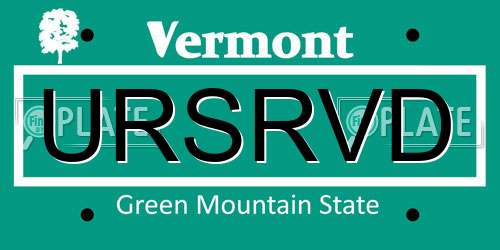 URSRVD Vermont License Plate