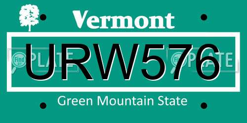 URW576 Vermont License Plate