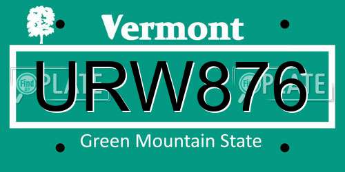 URW876 Vermont License Plate