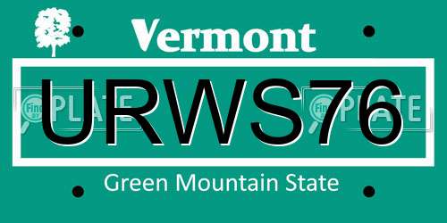 URWS76 Vermont License Plate