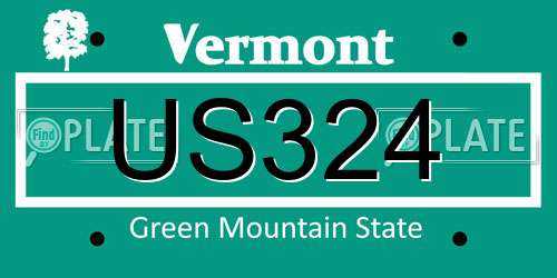 US324 Vermont License Plate