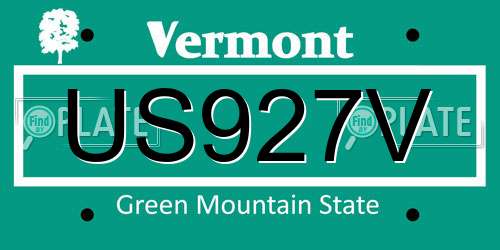 US927V Vermont License Plate