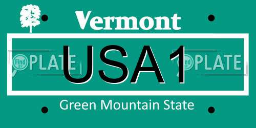 USA1 Vermont License Plate