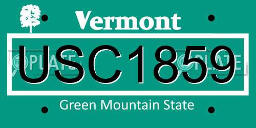 USC1859 Vermont License Plate