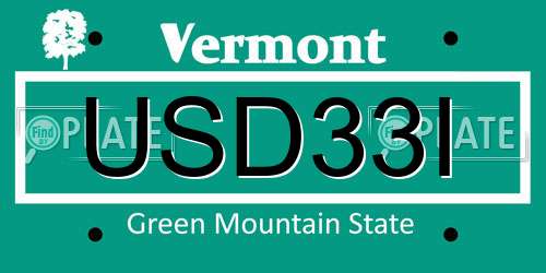 USD33I Vermont License Plate